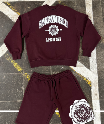 VARSITY CREW SHORT SET – BURGUNDY